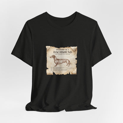 Dachshund Anatomy t-shirt fabric texture close-up