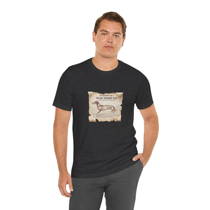Dachshund Anatomy t-shirt folded on a table