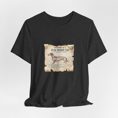 Dachshund Anatomy t-shirt full design view, front
