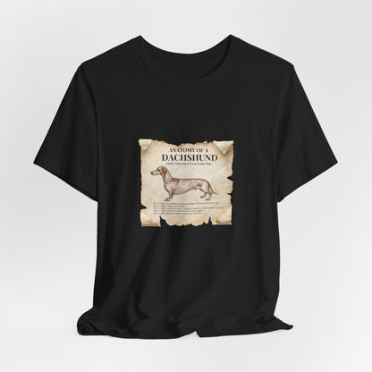Dachshund Anatomy t-shirt print detail, alternate angle