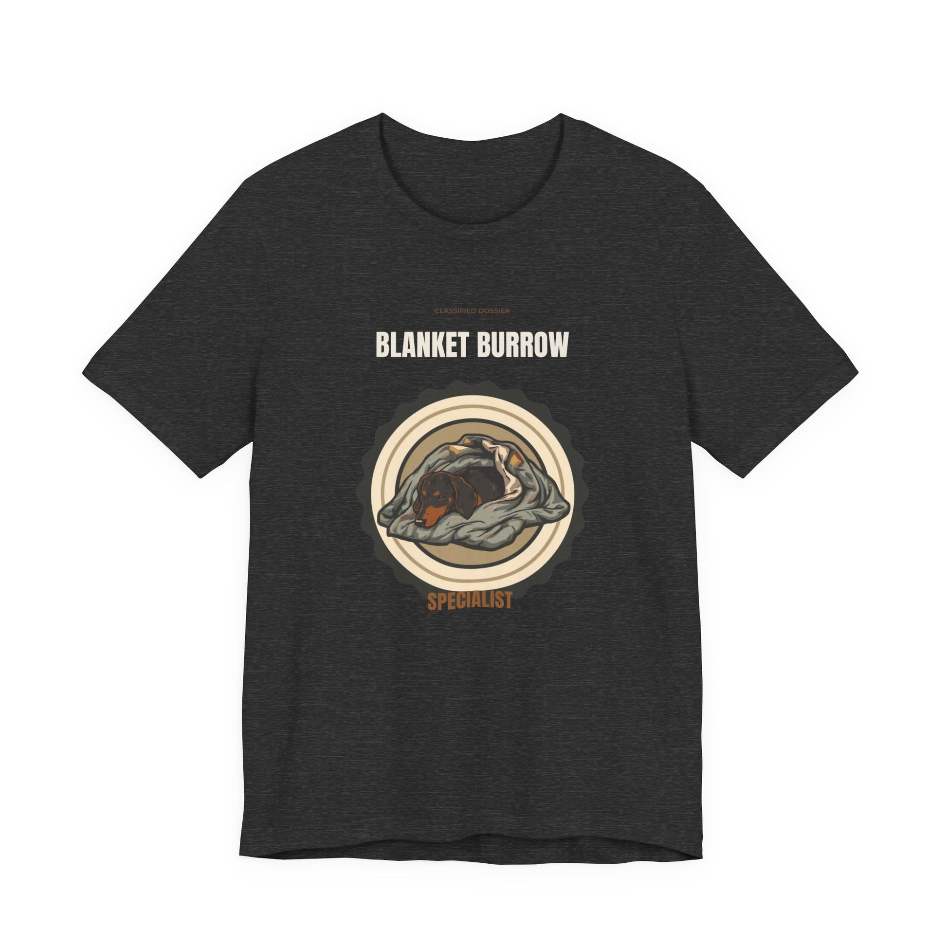Dachshund Blanket Burrow t-shirt, product only on plain background