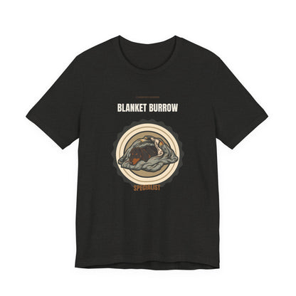 Dachshund Blanket Burrow t-shirt, sleeve and neckline detail