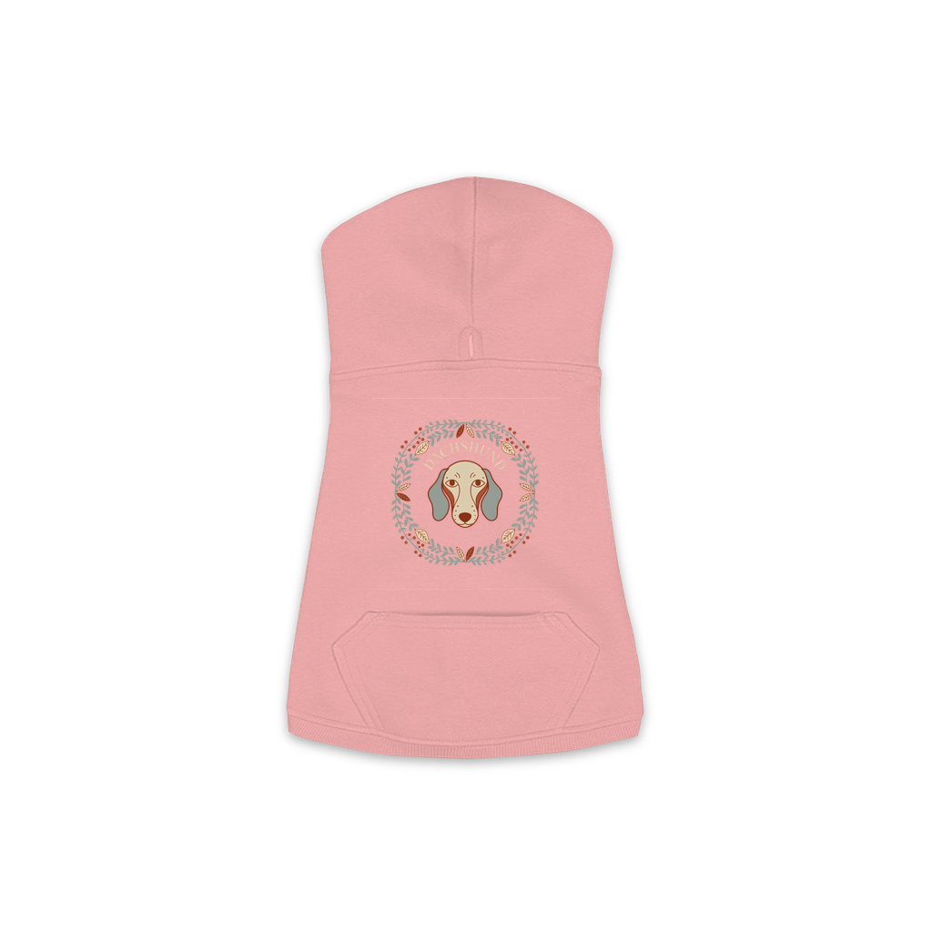 Dachshund dog hoodie in Mauvelous — boho-inspired print on cosy fleece pullover, size M