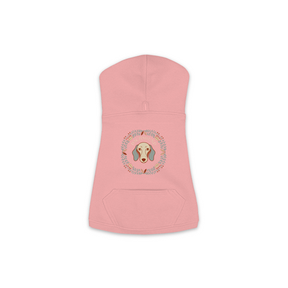 Dachshund dog hoodie in Mauvelous — boho-inspired print on cosy fleece pullover, size S