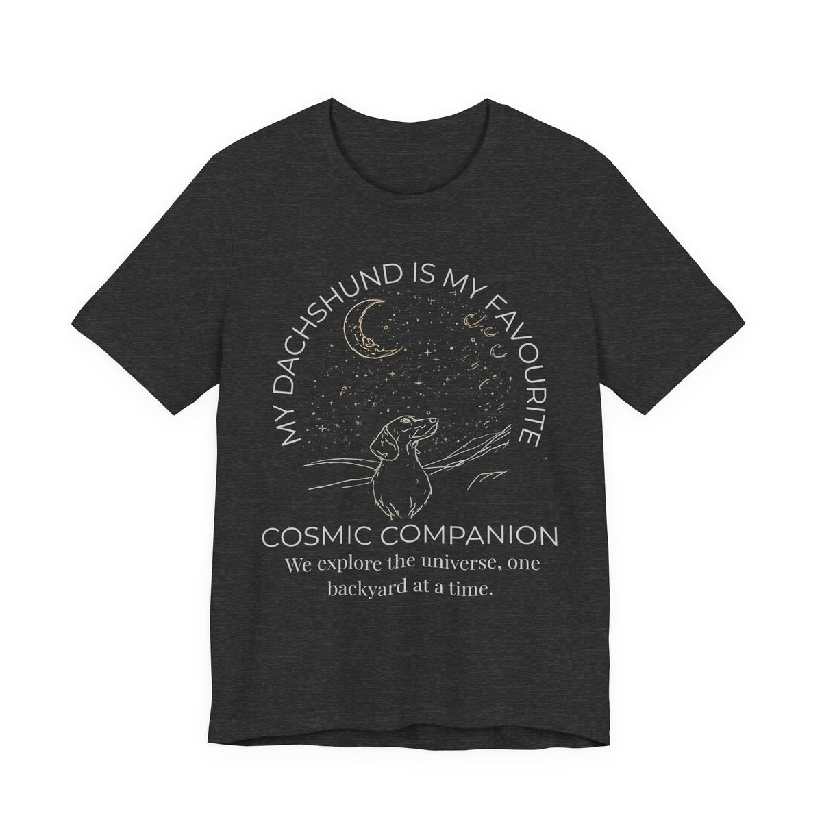 Dachshund Cosmic Companion T-Shirt full design view