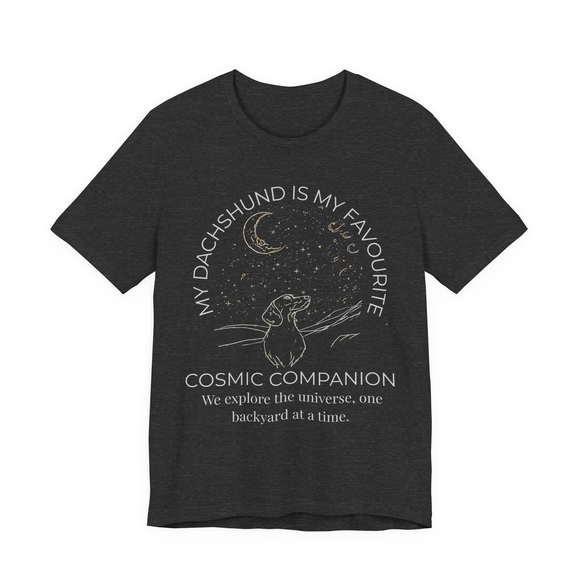 Dachshund Cosmic Companion T-Shirt full design view