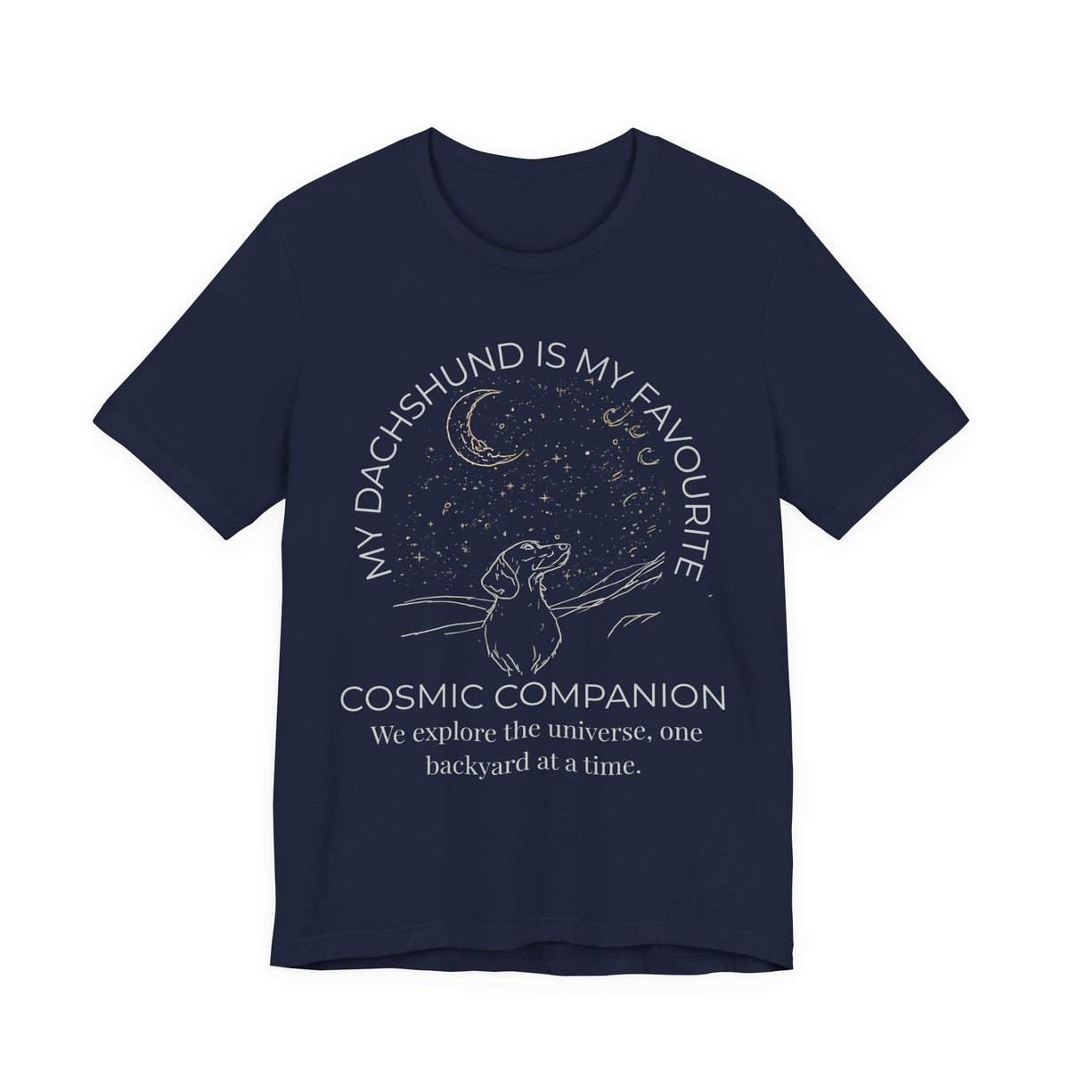Dachshund Cosmic Companion T-Shirt lifestyle photo