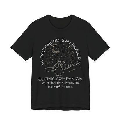 Dachshund Cosmic Companion T-Shirt navy colourway