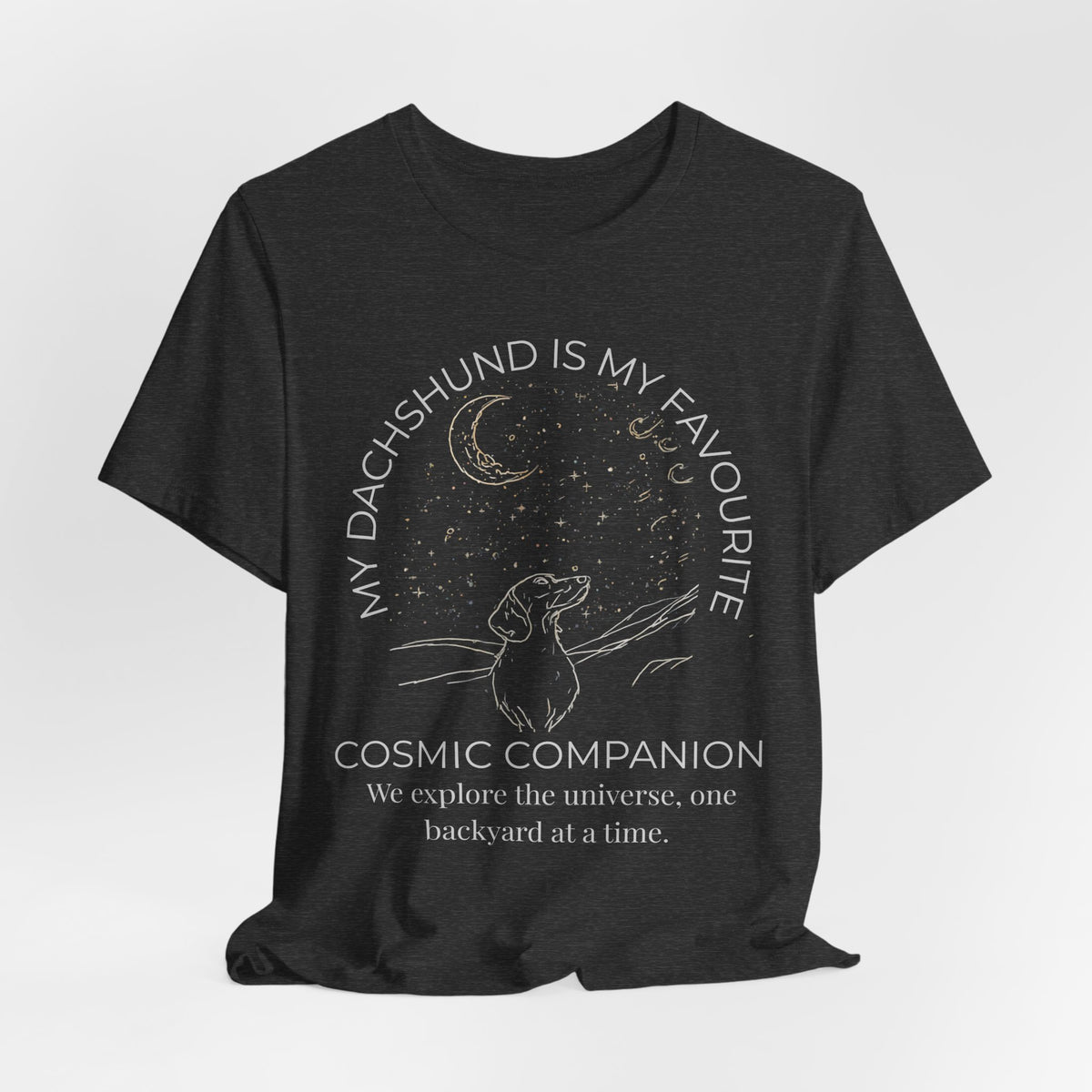 Dachshund Cosmic Companion T-Shirt stargazing dog tee
