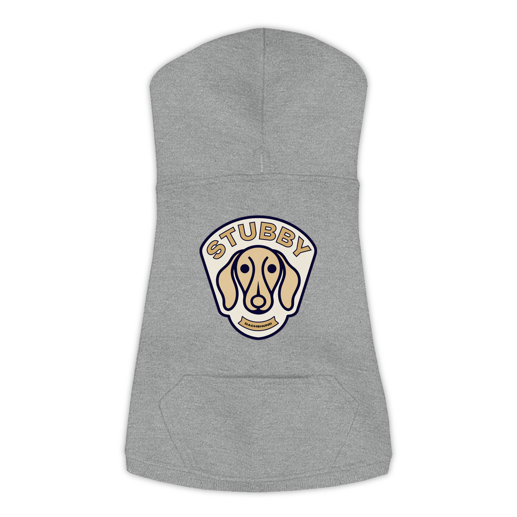 Dachshund Hoodie — Stubby Patch, Granite Heather, Large