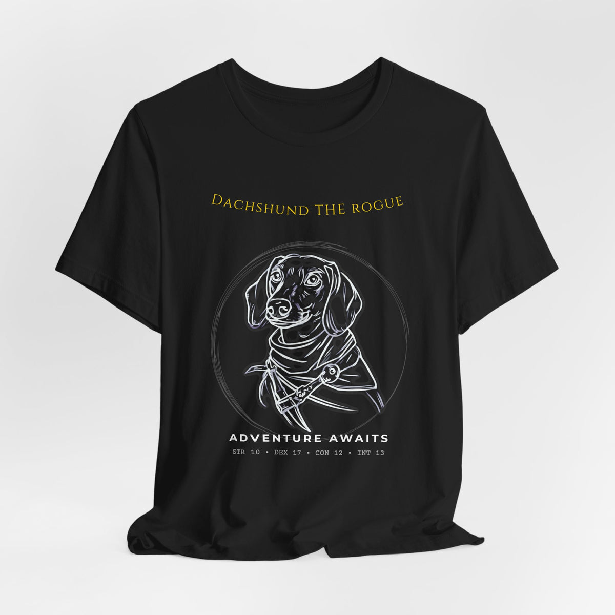 Dachshund The Rogue T-Shirt size chart