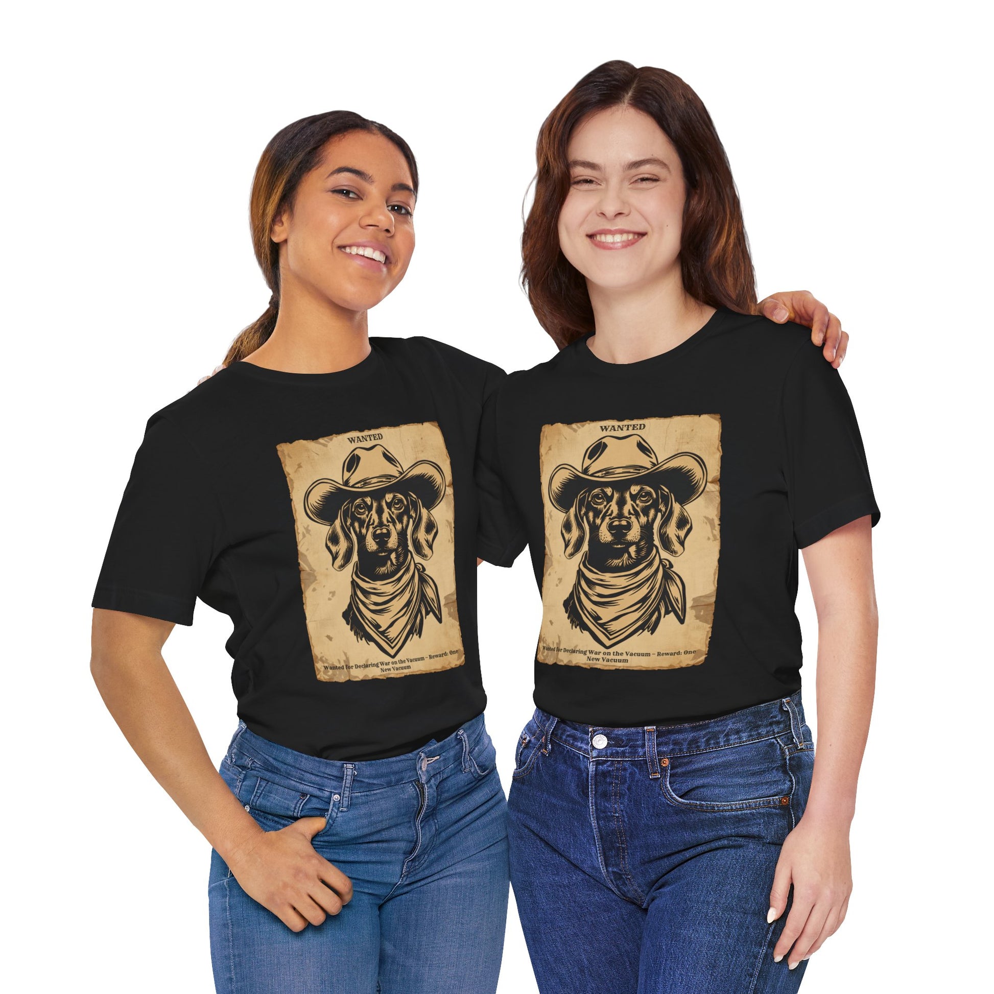Dachshund Wanted Outlaw t-shirt front view black