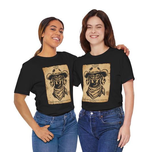 Dachshund Wanted Outlaw t-shirt front view black