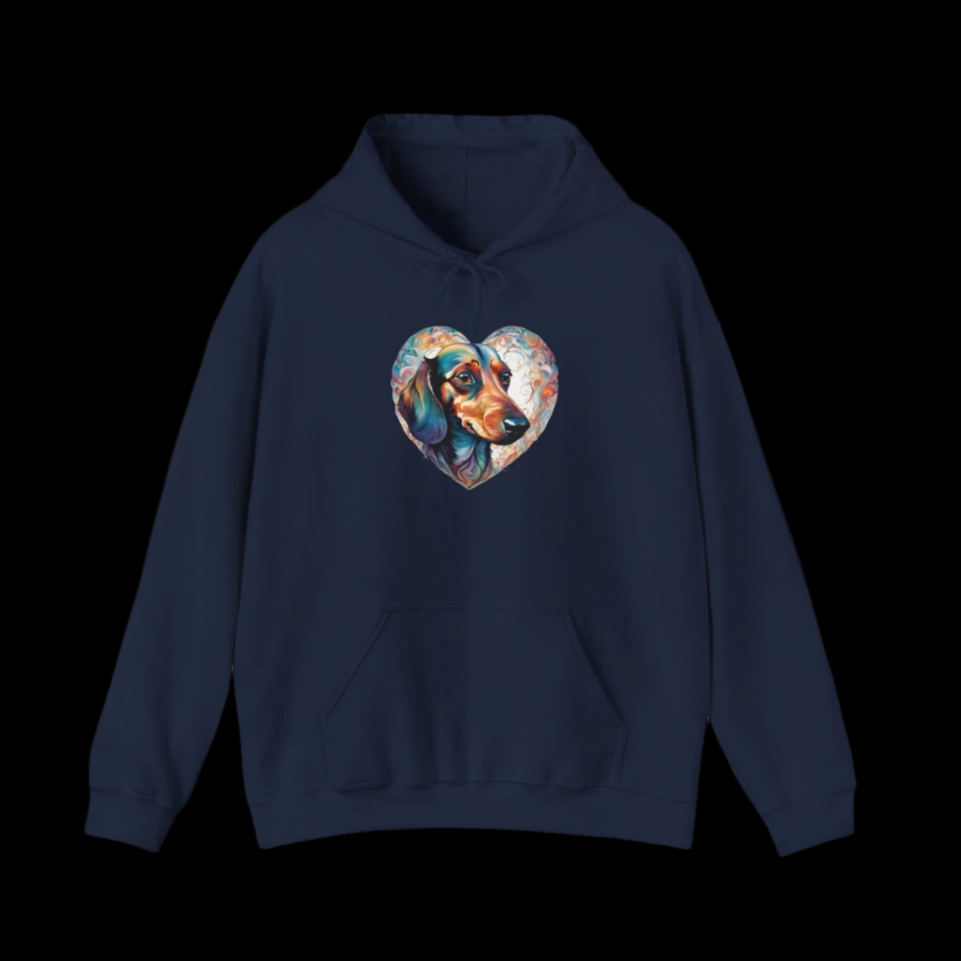 dachshund heart hoodie premium sausage dog clothes dark purple 