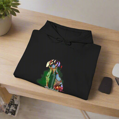 dachshund hoodie, dachshund lover gift, dog lover hoodie, cozy dog hoodie black back view hood down folded view
