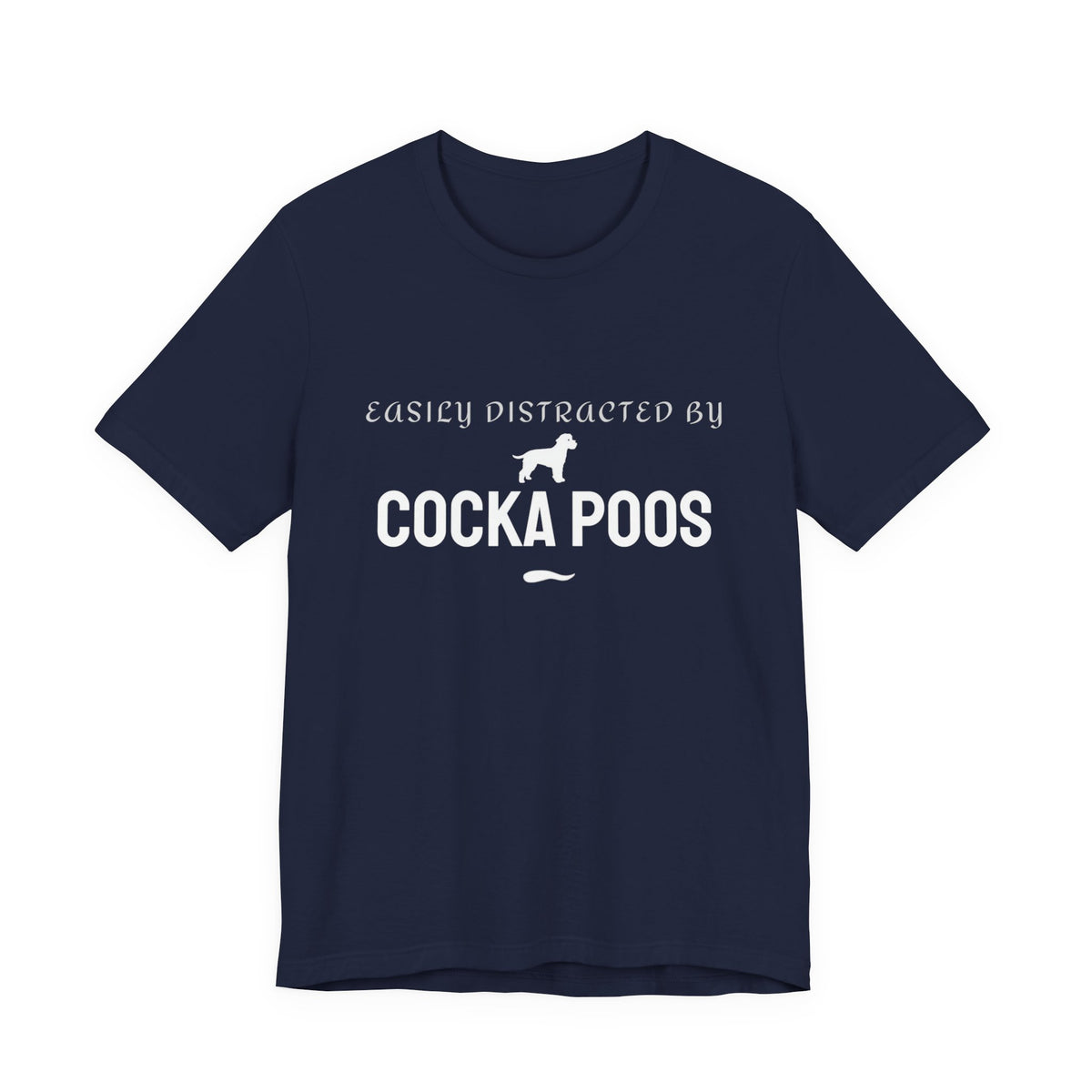 Dark grey heather Cockapoo t-shirt with Easily Distracted by Cockapoos slogan