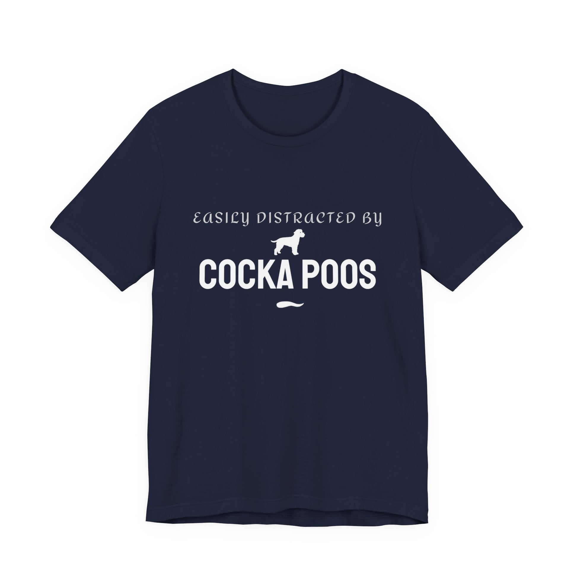 Dark grey heather Cockapoo t-shirt with Easily Distracted by Cockapoos slogan