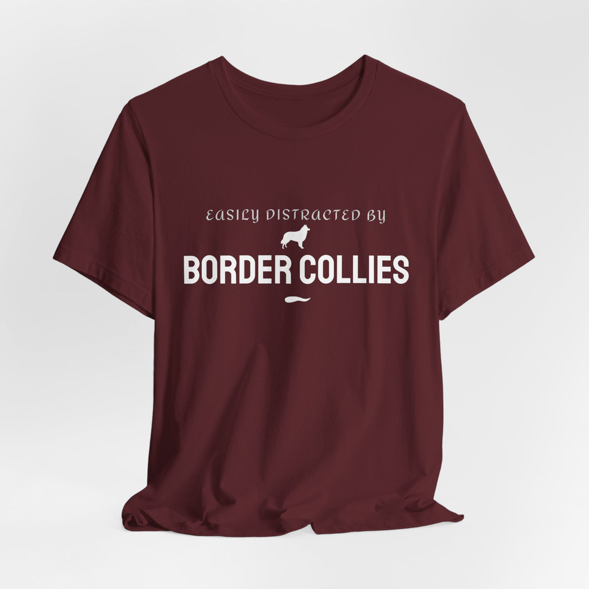 Dark grey heather Easily Distracted by Border Collies unisex tee