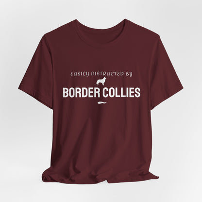 Dark grey heather Easily Distracted by Border Collies unisex tee