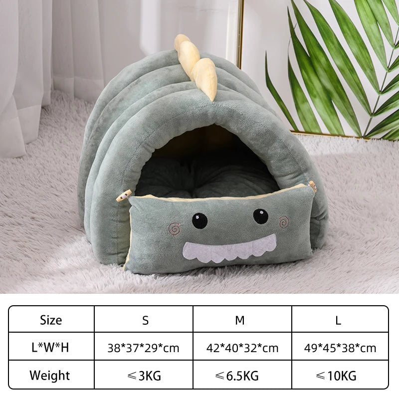 PawBurrow animal cave pet bed size chart — S 38x37x29cm, M 42x40x32cm, L 49x45x38cm — SniffWaggleNWalk