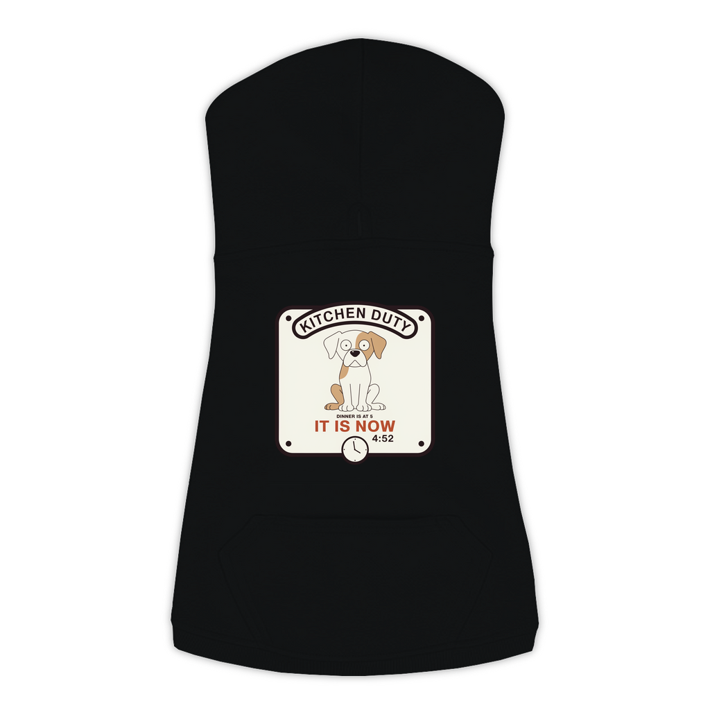 Dinner Is At 5 Dog Hoodie - Black - L to 3XL