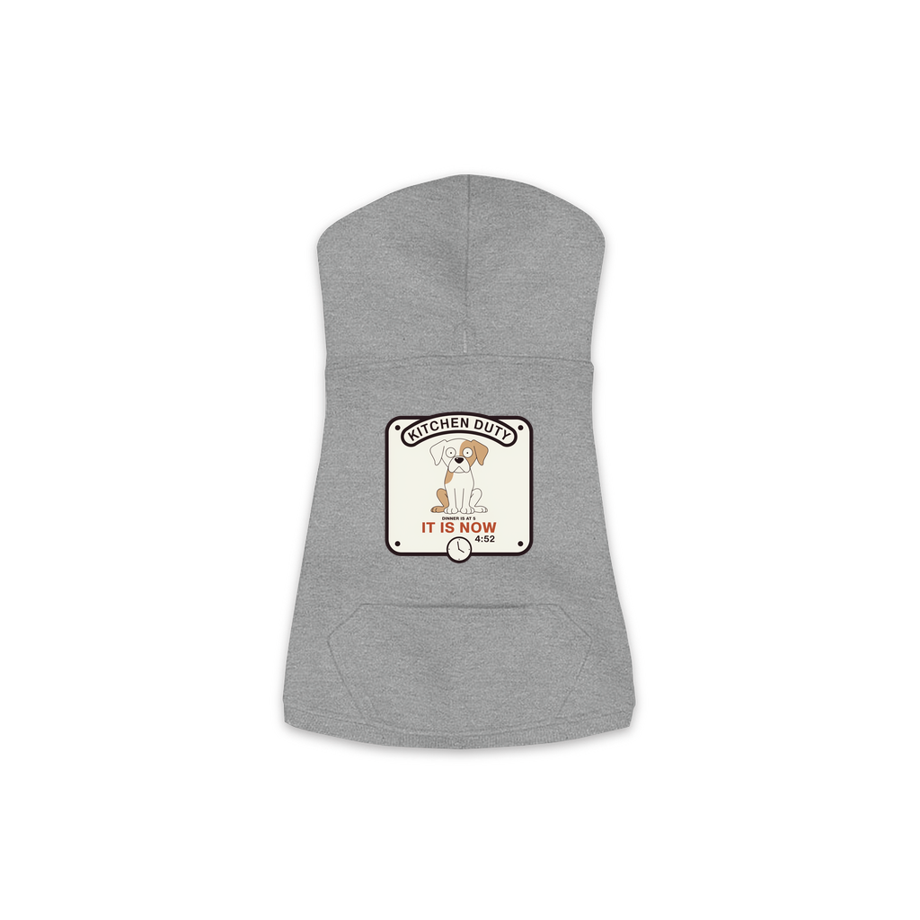 Dinner Is At 5 Dog Hoodie - Granite Heather Grey - XS to M