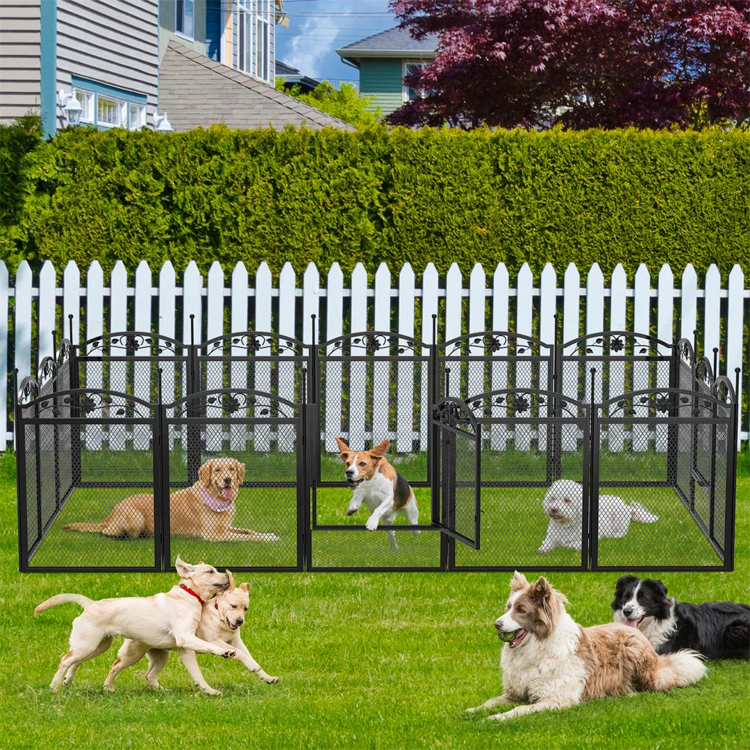 Heavy duty 8 panel dog playpen with waterproof whelping pad