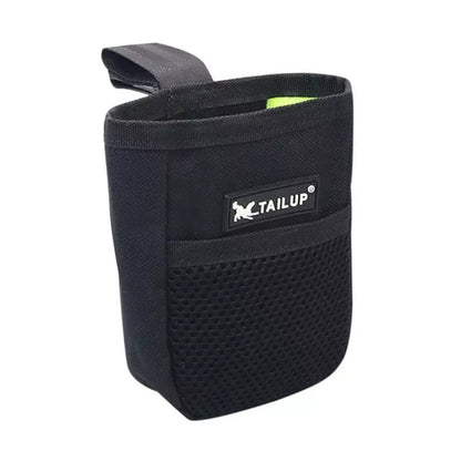 Dog Training Treat Pouch — hands-free belt clip pouch with wipeable liner, lifestyle walking shot — SniffWaggleNWalk