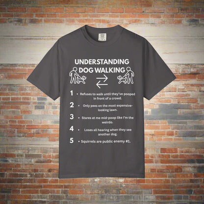 Dog Walk Diaries funny dog walking t-shirt, full garment view