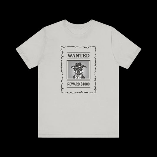 Unisex Jersey Short Sleeve dog "Wanted" T-shirt - Sniff Waggle And Walk