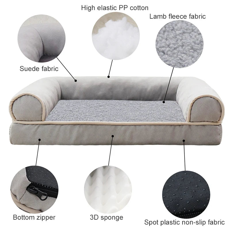 Pet sofa bed size chart — S 40×30cm, M 50×40cm, L 75×50cm outer dimensions — Sniff Waggle And Walk