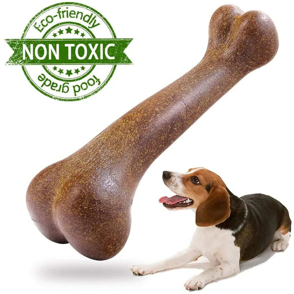 BamboBone S M L size guide second view brown bamboo fibre dog bone dimensions