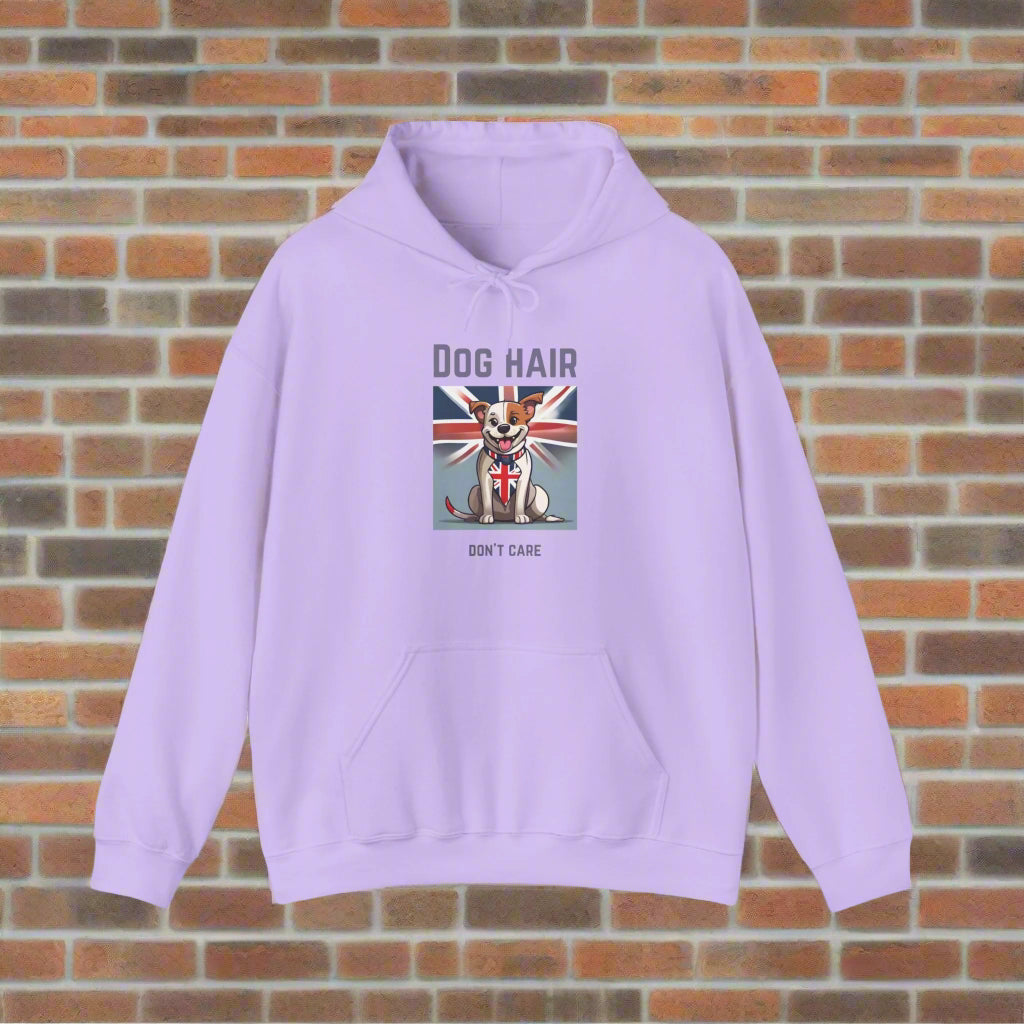 Unisex Blend™ "dog hair dont care" Hooded Sweatshirt - Sniff Waggle And Walk light blue dog lover gift 