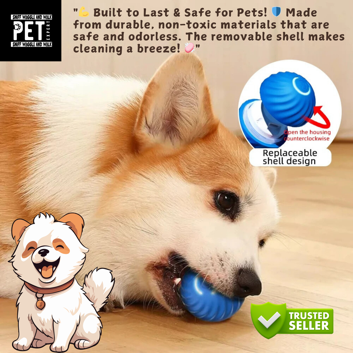 ZoomPup blue replacement shell open view non-toxic TPR