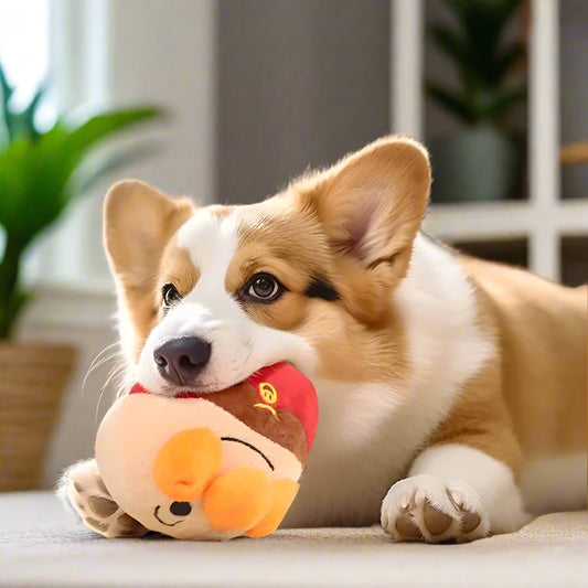 Bread Superman BounceBot™ electric rolling plush dog toy 15cm with USB charging cable