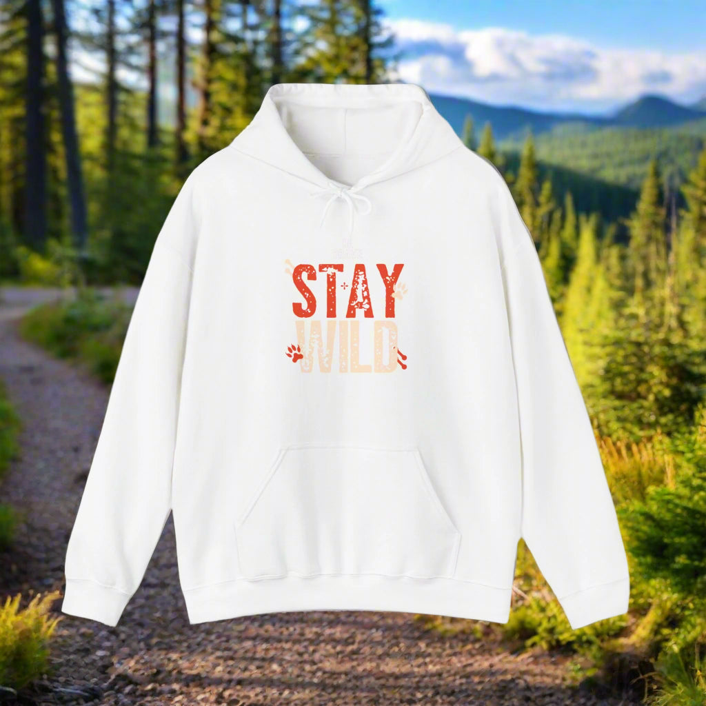 Unisex Heavy Blend™ Stay Wild Hooded Sweatshirt - Sniff Waggle And Walk white