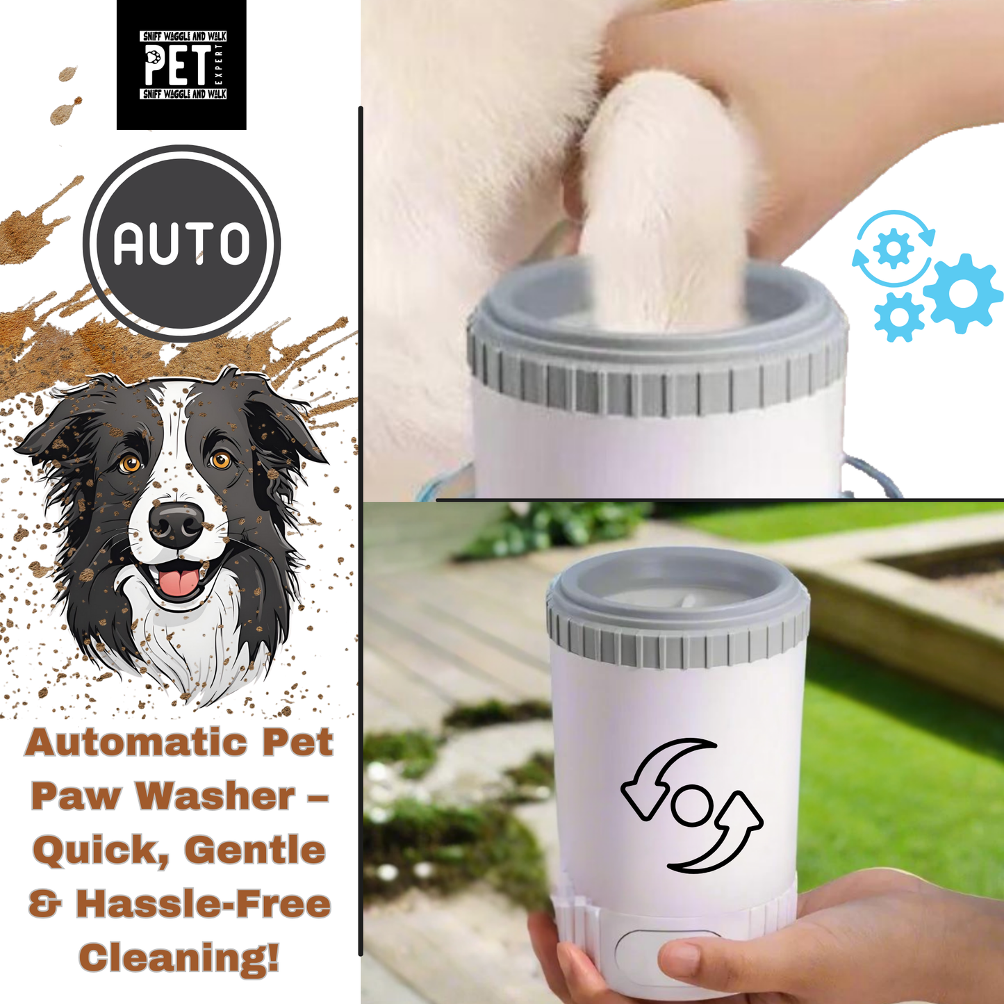 Automatic Pet Paw Washer – Effortless Cleaning for Your Pet’s Paws! Sniffwaggleandwalk™