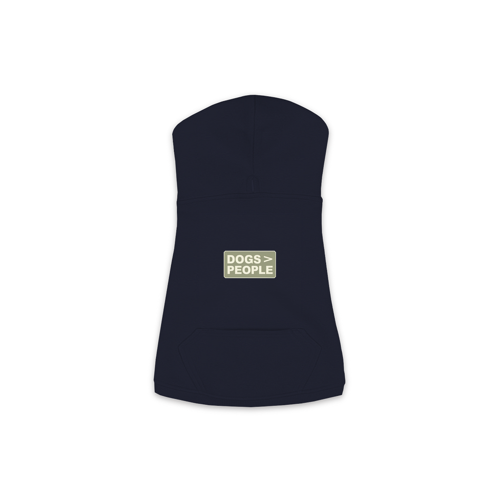 Dogs > People Dog Hoodie — Navy, Small Sizes (XS-M)
