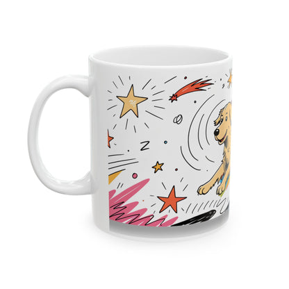 Golden Retriever ceramic coffee mug, 11oz and 15oz colourful doodle style Golden gift - view 5