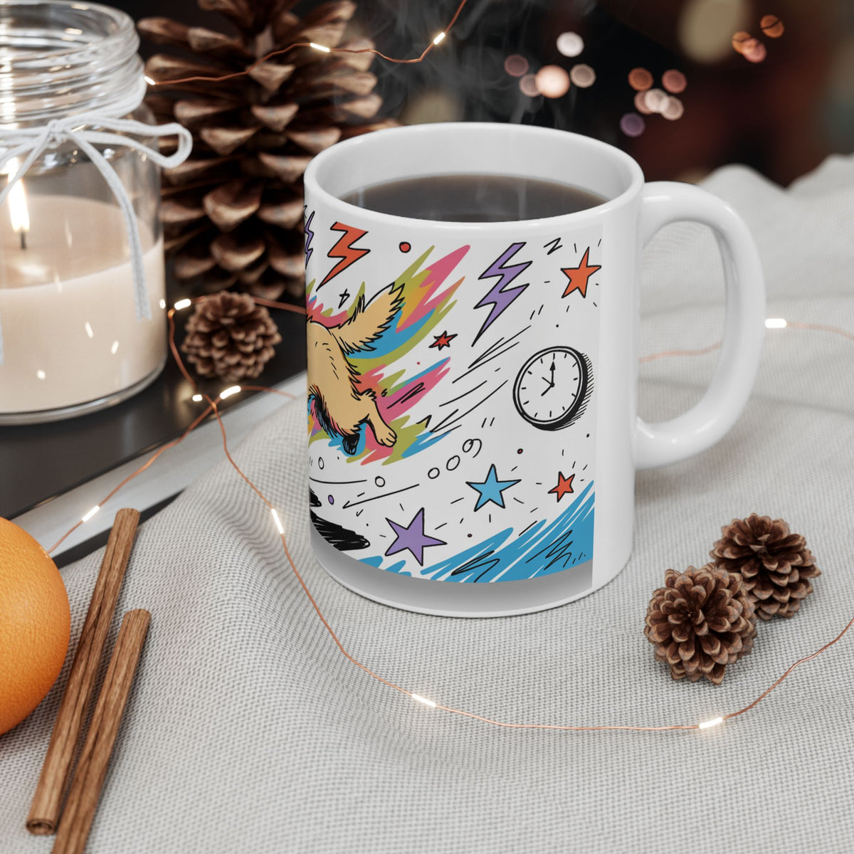 Golden Retriever ceramic coffee mug, 11oz and 15oz colourful doodle style Golden gift - view 7