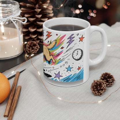 Golden Retriever ceramic coffee mug, 11oz and 15oz colourful doodle style Golden gift - view 7