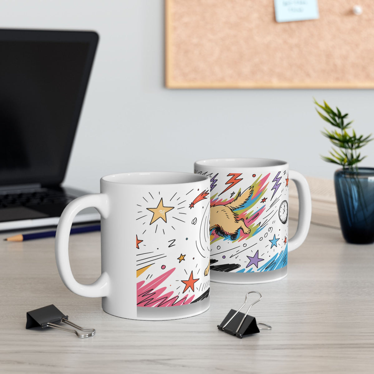Golden Retriever ceramic coffee mug, 11oz and 15oz colourful doodle style Golden gift - view 8
