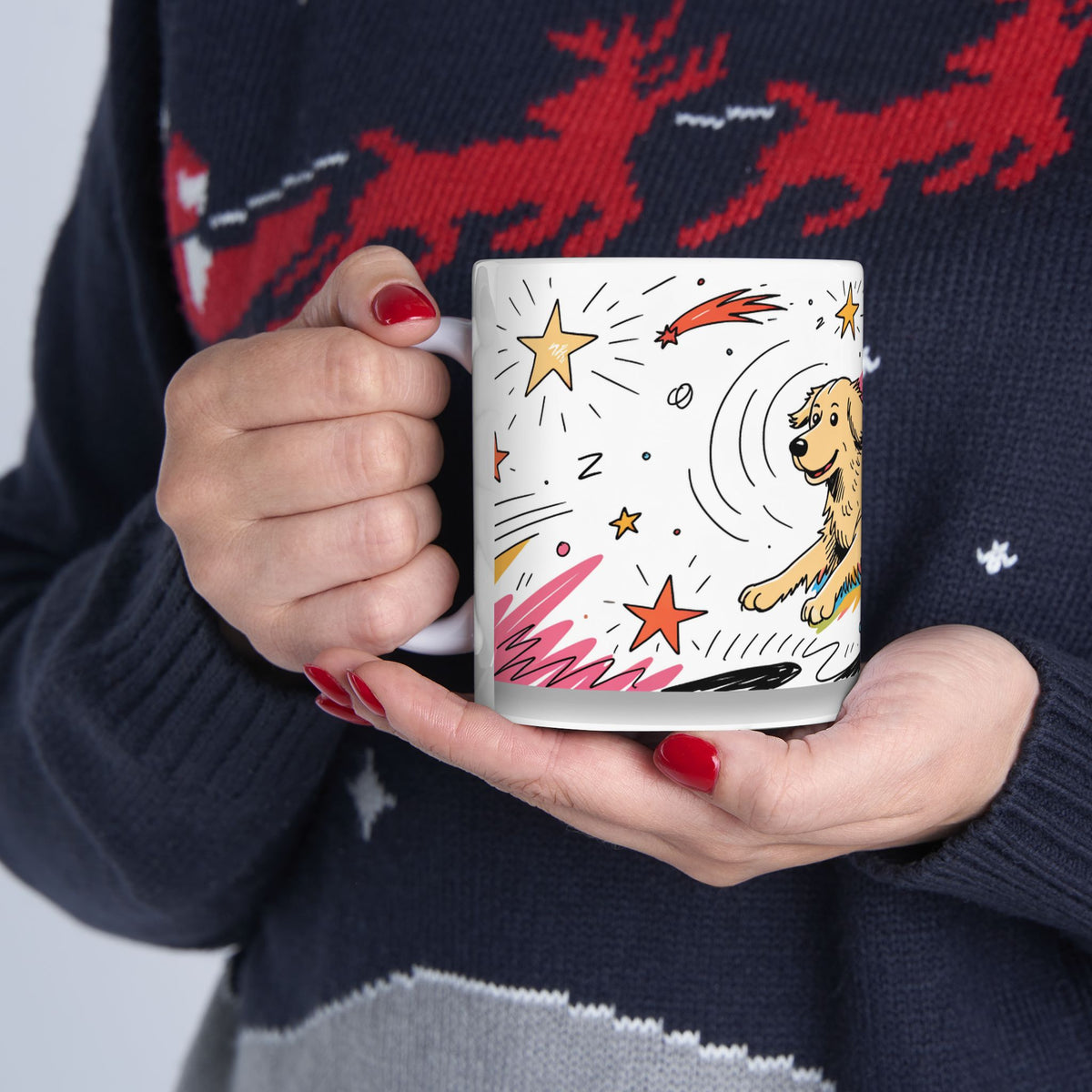 Golden Retriever ceramic coffee mug, 11oz and 15oz colourful doodle style Golden gift - view 13
