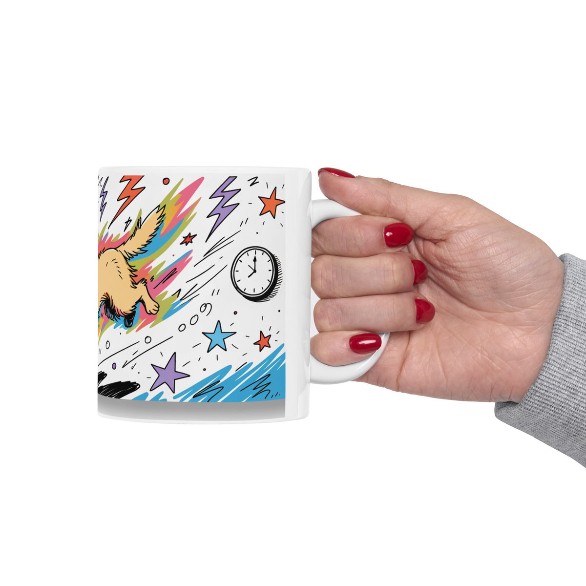 Golden Retriever ceramic coffee mug, 11oz and 15oz colourful doodle style Golden gift - view 14