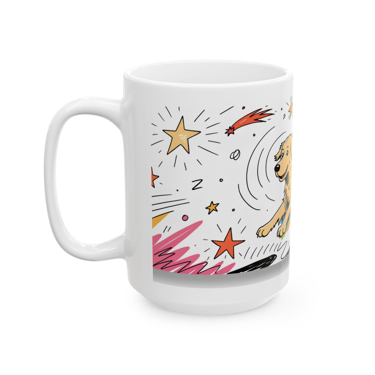 Golden Retriever ceramic coffee mug, 11oz and 15oz colourful doodle style Golden gift - view 16