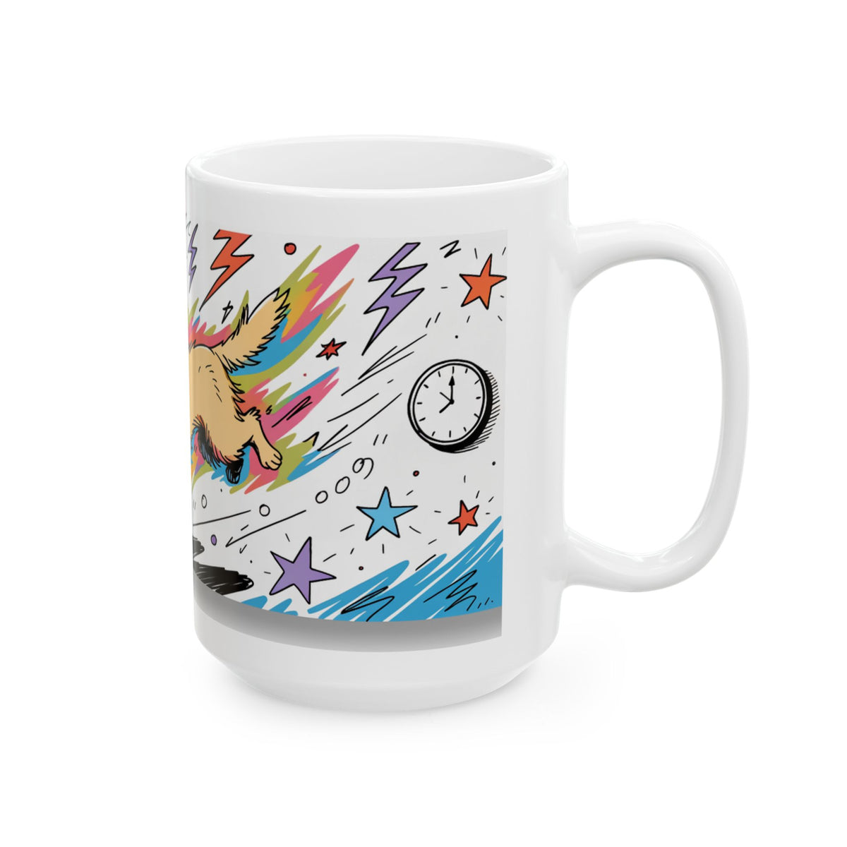 Golden Retriever ceramic coffee mug, 11oz and 15oz colourful doodle style Golden gift - view 17