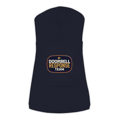 Doorbell Response Team dog hoodie in navy, sizes L to 3XL