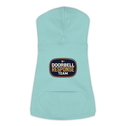 Doorbell Response Team dog hoodie in saltwater blue, sizes L to 3XL