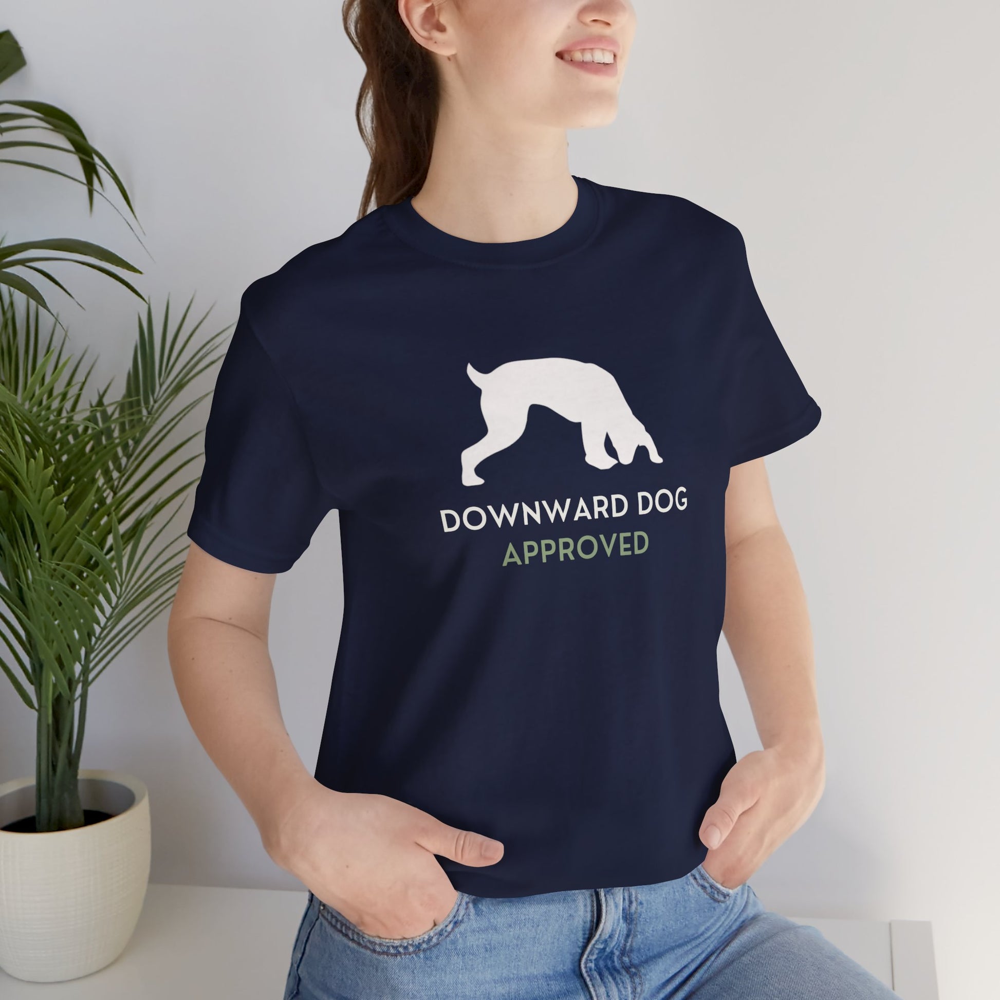 Downward Dog Approved yoga dog t-shirt folded flat