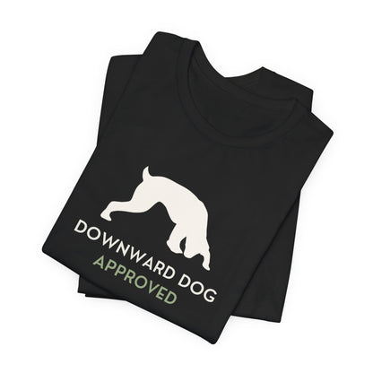 Downward Dog Approved yoga dog t-shirt side view